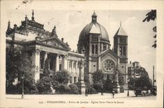 CPA STRASBOURG.-Palais de Justice-Eglise Saint Pierre-le-jeune