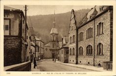 CPA SCHIRMEK - RUE DE L'EGLISE ET TRIBUNAL DE BAILLIAGE
