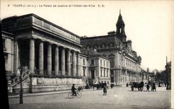 CPA TOURS- Le Palais de Justice et l'Hôtel- de-Ville