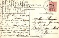 CPA Folklore Le Couple à Cheval.Jeunes montagnards se rendant à califourchon à la foire de la Toussa