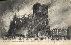 CPA Militaria La Guerre 1914-15 REIMS(Marne) - Destruction de la Cathédrale