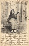 CPA Folklore Auvergne Une fileuse