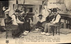 CPA Folklore LE BOURBONNAIS. - La Veillée. Après tes durs travaux  la soirée doucement s'achève. Les