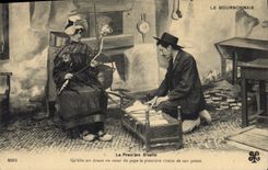 CPA Folklore LE BOURBONNAIS. - La première Risette.Qu'elle est douce au coeur de papa la première ri