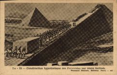 CPA Egypte Egypt Construction hypothétique des Pyramides par plans inclinés