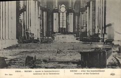 CPA Militaria 1914 REIMS AprÃ¨s le bombardement IntÃ©rieur de la Cathedrale 