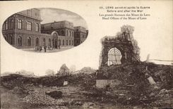 CPA Militaria LENS avant et aprÃ¨s la Guerre Les grands Bureaux des Mines de Lens