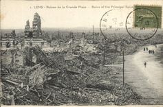 CPA Militaria LENS Ruines de la Grande Place 