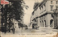 CPA ALGER Palais de Justice et rue Constantine 