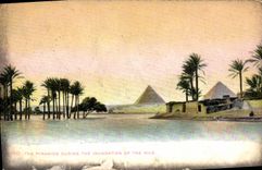 CPA Egypt Egypte Cairo The Pyramids during the inundation of the Nile 