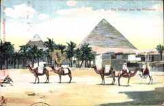 CPA Egypt Egypte The Village near the Pyramids 
