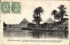 CPA Egypt Egypte Port Said Caravane Egyptienne sur les bords du Canal de Suez 
