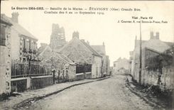 CPA Militaria La Guerre 1914 1915 Bataille de la Marne Evatigny Oise Grande Rue 