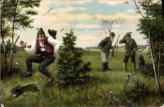 CPA Chasse Chasseur Lapin