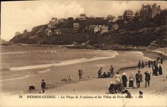 CPA Perros Guirec La Plage de Trestraou et les Villas de Pors Mevez