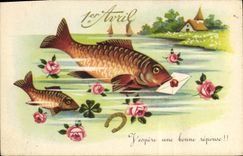 CPA L'Espere une Bonne Reponse 1er Avril poisson