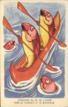 CPA Glissons au Fil de L'Onde vers la Chance et le Bonheur Poissons Aviron