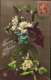 CPA Bonne Annee Fleurs Fer a cheval