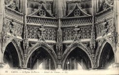CPA Caen L'Eglise St Pierre Detail du Choeur 
