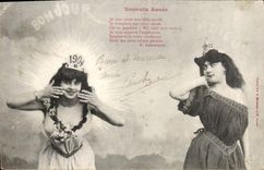 CPA Nouvelle Annee Femmes