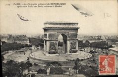 CPA Paris Le Dirigeable Militaire La Republique apres avoir evolve sur Paris relourne a Meudon Dirig
