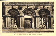 CPA Dinan Portail de l'Eglise St Sauveur XII siecle 