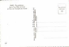 CPA Paris Vue aerienne de la Tour Eiffel la Seine et l'Arc de Triomphe de l'Etoile 