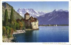 CPA Chateau de Chillon et les Dents du Midi 