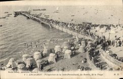 CPA Arcachon Perspective de la Jetee Promenade du Bassn de la Plage 