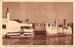 CPA France d'Outre Mer Vue d'ensemble des Pavillon de l'Algerie de la Tunisie et des Etats du Levant