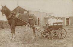 CARTE PHOTO Enfants Caleche