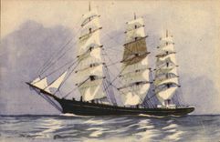 CPA Trois Mats franc Voiles carrees trois mats Bateau Haffner 