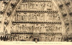 CPA Reims La Cathedrale Cote Nord Tympan du Porche de Saint Sixte 
