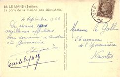 CPA Le Mans Sarthe La porte de la maison des Deux Amis 