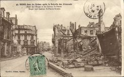 CPA reims dans les Ruines apres la Retraite des Allemands 