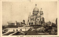 CPA Paris Le Sacre Coeur et les Jardins 