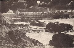 CPA Cote d'Emeraude Saint Malo Effet Lune sur les Remparts 