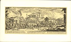 CPA Jacques Callot Les grandes miseres de la guerre Pillage et incendie d un village 