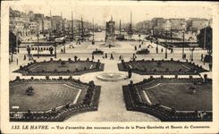 CPA Le Havre Vue d'ensemble des nouveaux jardins de la Place Gambetta et Bassin du Commerce 