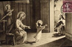 CPA Ste Therese de l'Enfant Jesus jetant des fleurs sous les pas de l'Enfant Jesus