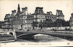 CPA Paris Le Pont d'Arcole et l'Hotel de Ville 