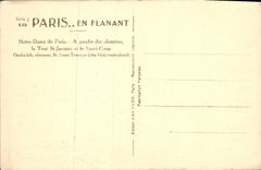 CPA Paris En Flanant Notre Dame de Paris A gauche des Chimeres la Tour St Jacques et le Sacre Coeur
