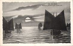 CPA En Mer Bateaux pecheurs par calme plat