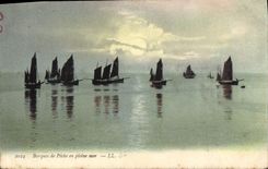 CPA Barque de Peche en pleine mer