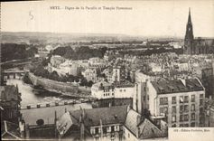 CPA Metz Digue de la Pucelle et Temple Protestant