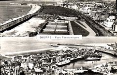 CPA Dieppe Vues Panoramiques L'Esplanade Vue generale Le Port Bateau Tennis