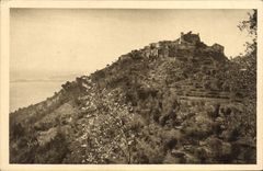 CPA Eze A M Le Village vu de la Route de la Nouvelle Corniche de Nice a Menton 
