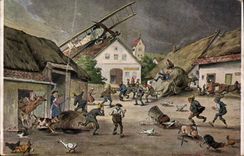 CPA O diese Fileger Aufruhr im Dorf 