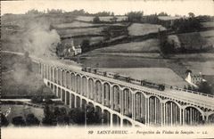 CPA Saint Brieuc Perspective du Viaduc de Souzain  Train a vapeur