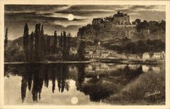 CPA La Dordogne Pittoresque Chateau Feodal de Beynac et Village en Sarladais Clair de Lune 